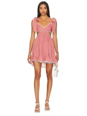 NWT Tularosa Olynne Pink Cut Out Tie Strap Mini Dress L MSRP $168
